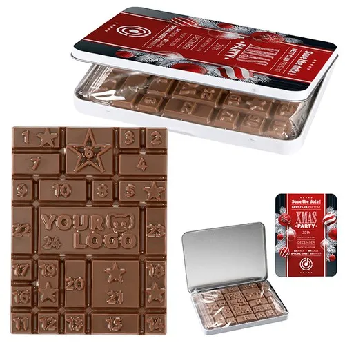 Calendrier de l'Avent Boîte Métal Personnalisable - Chocolat Premium