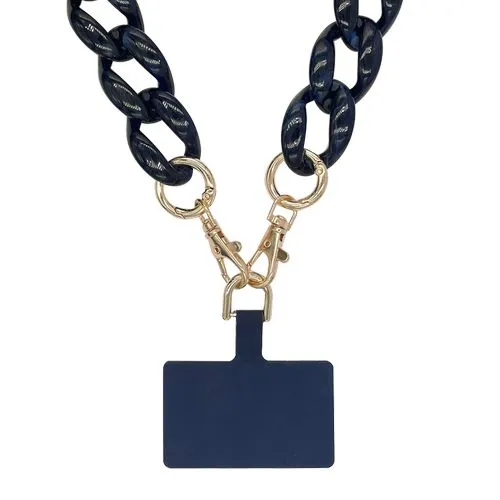 Chaine grosse maille avec pad universel - serie RIVIERA - NOIR&BLEU - 1.2M