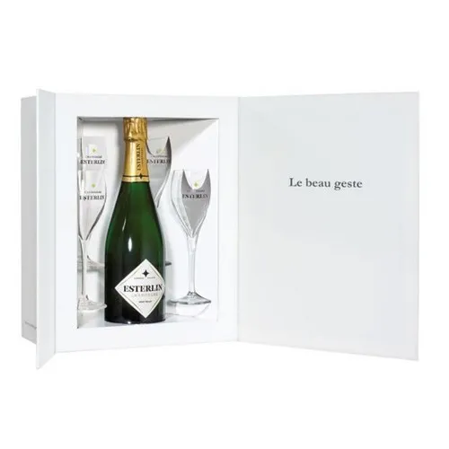 Coffret Champagne Esterlin Brut Eclat  + 4 flûtes
