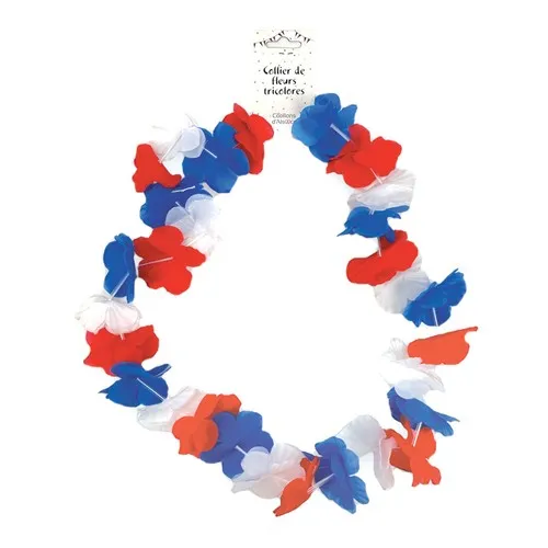 Collier Fleurs tricolores FRANCE  Bleu, Blanc, Rouge