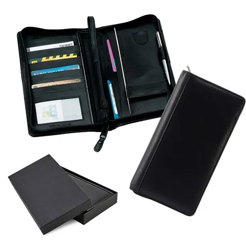 Compagnon de voyage zippé en cuir Nappa Sandringham