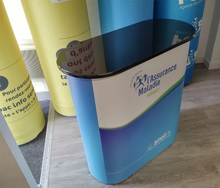 Comptoirs publicitaires pliables et gonflables pour événements