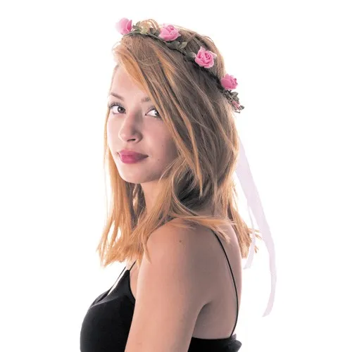 COURONNE DE FLEURS ROSES