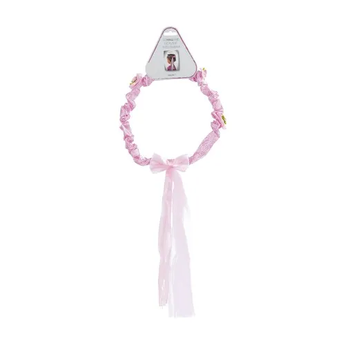 COURONNE FLEUR ROSE AVEC RUBAN