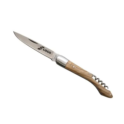Couteau 'Héritage', 12cm, tire-bouchon, olivier