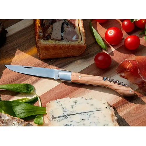 Couteau 'Héritage', 12cm, tire-bouchon, olivier