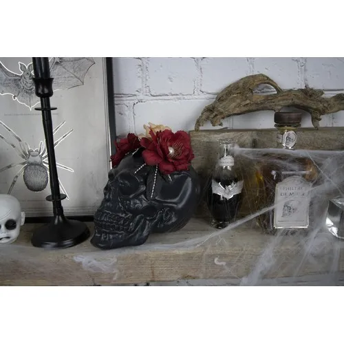 CRANE SQUELETTE NOIR AVEC FLEURS