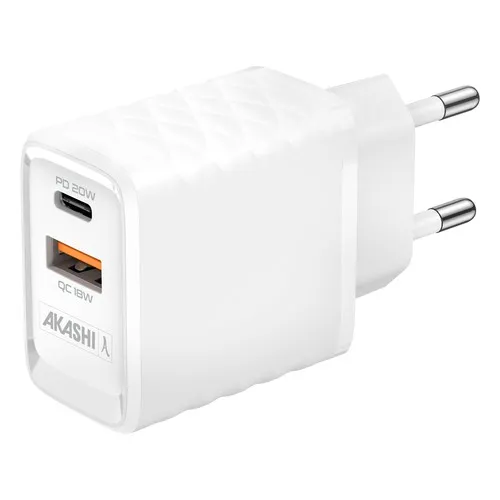 PRISE SECTEUR 20W USB-A QC3.0 + USB TYPE-C PD BLANC