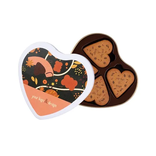 Biscuits Publicitaires Personnalisés en Boîte Cœur Métal Réutilisable