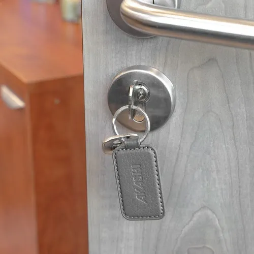 PORTE-CLE CUIR RECYCLÉ GRIS - MADE IN EUROPE