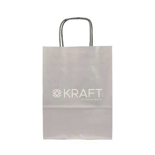 Sac Papier Kraft Argent Personnalisable - Anses Torsadées
