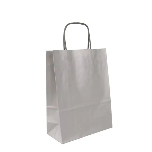 Sac Papier Kraft Argent Personnalisable - Anses Torsadées