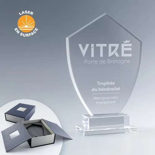 Trophée Emblème en Verre Personnalisable - Fabrication France Express