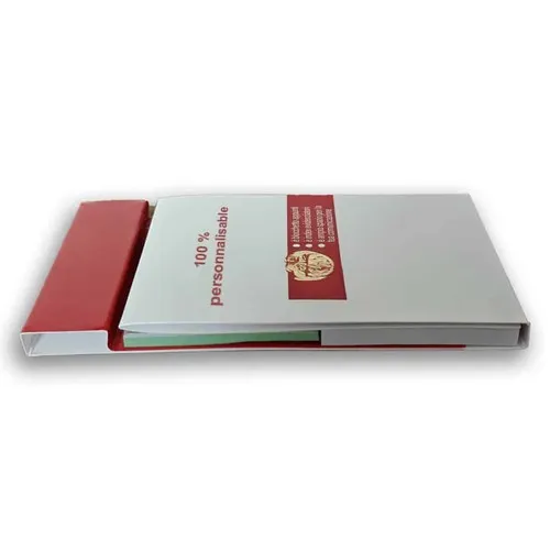 Set de bureau publicitaire avec présentoir – Bloc-notes repositionnable et marque-pages