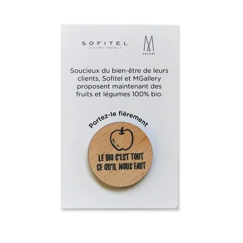 Badge Bois Rond Aimanté Ø30mm sur Carte Personnalisée - Taille M