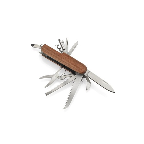 Couteau de poche multifonctions 11 outils avec manche en bois