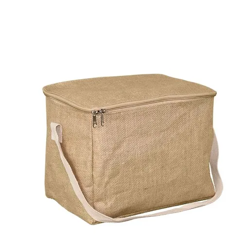 Sac isotherme en jute personnalisable - Fermeture double zip