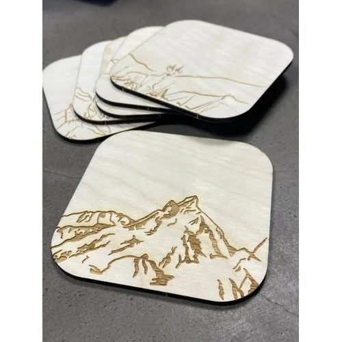 Dessous de verre peuplier personnalisé Made in France - Gravure laser