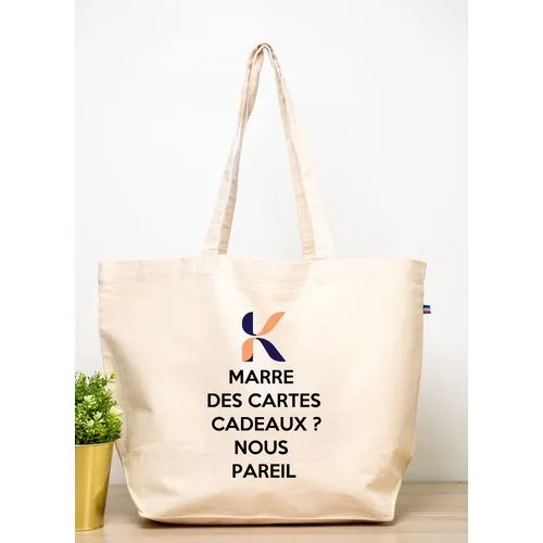 Sac Shopping Coton Bio avec Soufflet - Fabrication Française