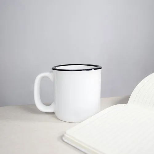 Tasse céramique TOMY rebord noir - 250 ml Blanc