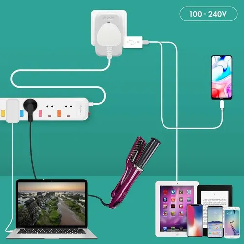 ADAPTATEUR UNIVERSEL DE VOYAGE AVEC SORTIES USB-C ET USB-A - BLANC