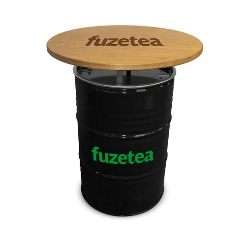 Table Haute Baril Personnalisable - Plateau Bois Gravé au Laser