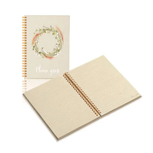 Bloc-notes écologique A5 couverture rigide spirale - papier à l'herbe