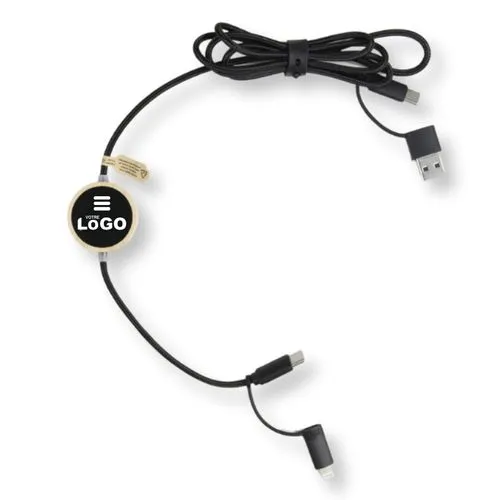 Câble long de charge 4 en 1 lumineux 120cm Noir