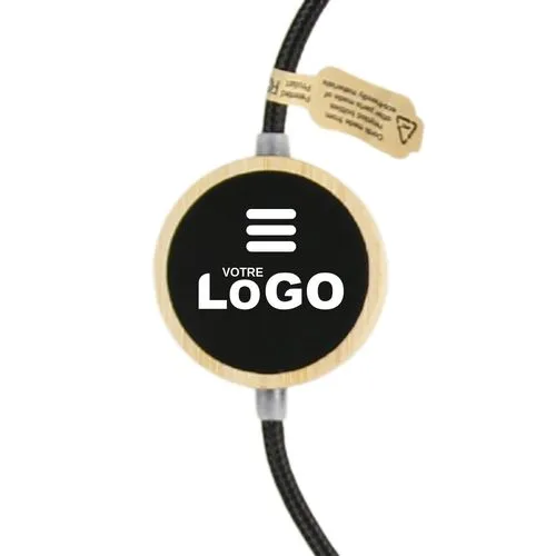 Câble long de charge 4 en 1 lumineux 120cm Noir