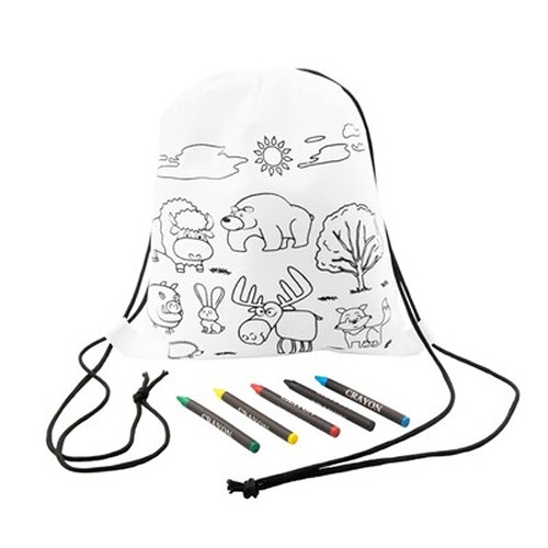 Sac à cordon avec coloriage et crayons personnalisable