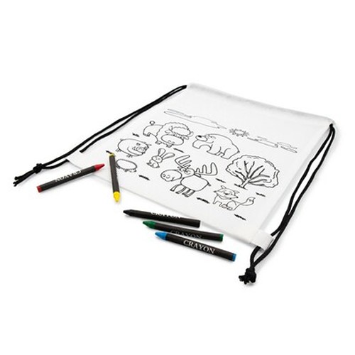 Sac à cordon avec coloriage et crayons personnalisable