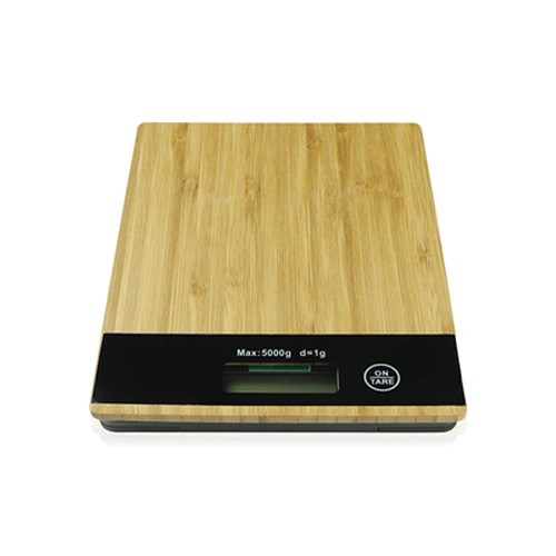 Balance de cuisine bambou personnalisable 5kg - Écran LCD