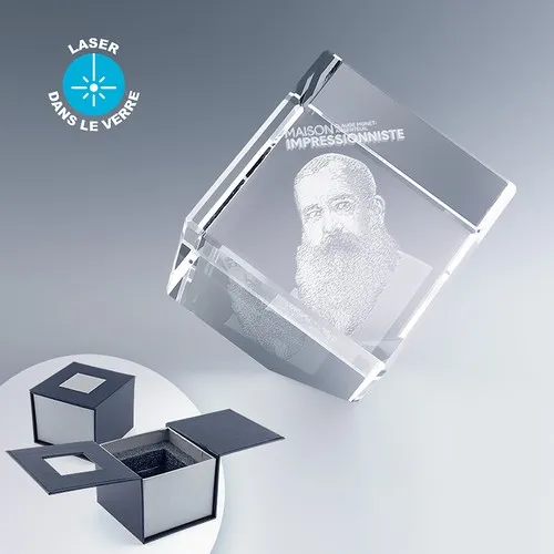 Cube en Verre Optique Pan Coupé Personnalisé - Trophée Prestige