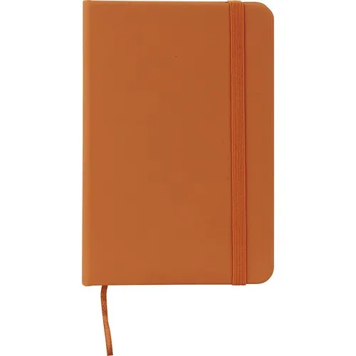 Bloc-notes A6 papier et PU orange avec fermeture élastique