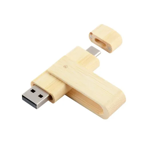 Clé USB avec Type-C Eco USB 3.0 8GB Bambou clair