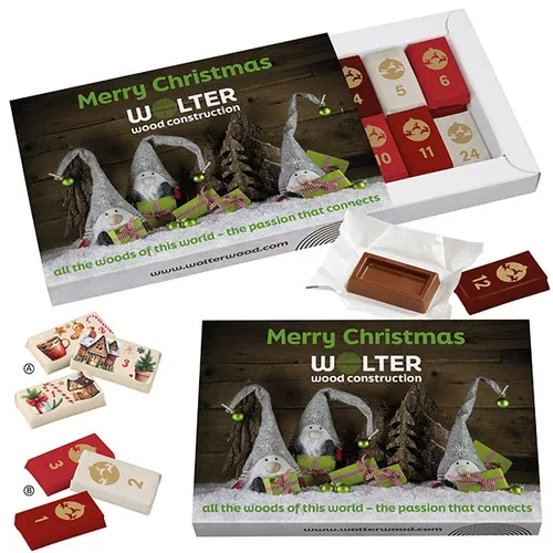Calendrier de l'Avent Premium avec Napolitains Chocolat Personnalisable