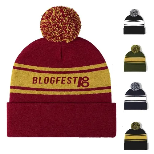 Bonnet Tricot à Pompon Personnalisable - Doublure Polaire Premium