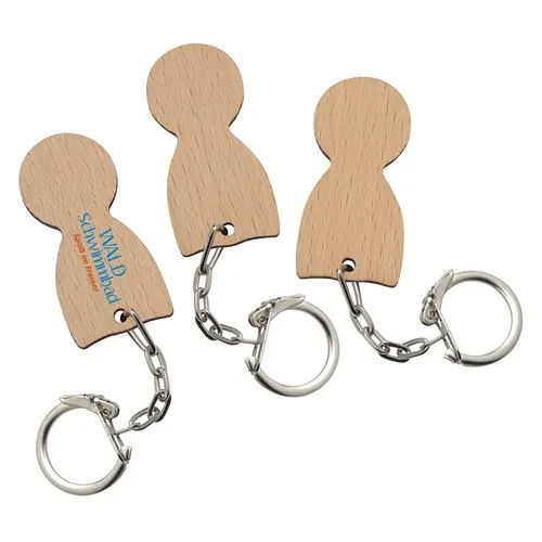 Jeton de Caddie en Bois Personnalisable avec Porte-Clés