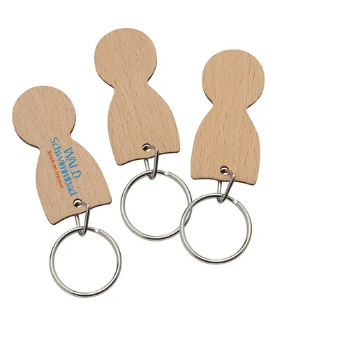 Jeton de Caddie en Bois Personnalisable avec Porte-Clés