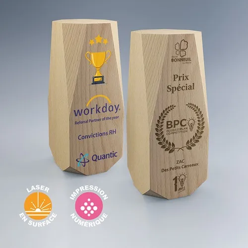 Trophée Ruby en Bois de Hêtre Massif Personnalisable