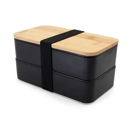 Lunch box 2 en 1, 2x500 ml, couvercle en bambou, couverts | Tijani
