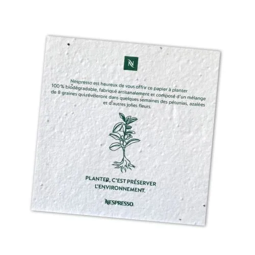 Carte à planter carrée 148x148 mm personnalisée - Papier ensemencé