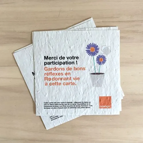Carte à planter carrée 148x148 mm personnalisée - Papier ensemencé