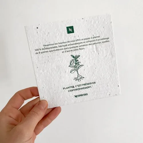 Carte à planter carrée 148x148 mm personnalisée - Papier ensemencé