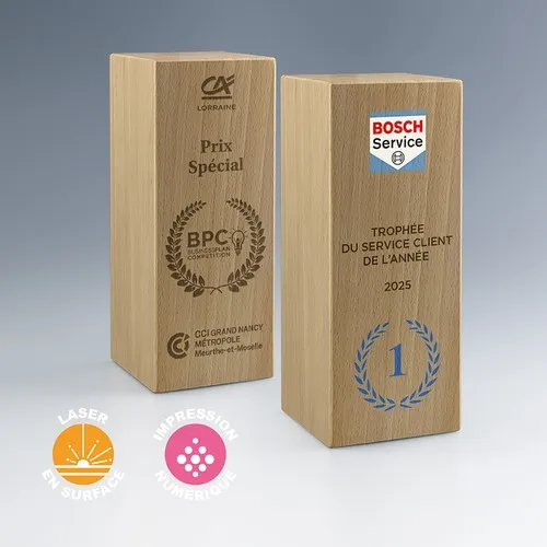 Trophée Rectangulaire en Bois de Hêtre Massif Personnalisable