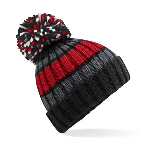 Bonnet Tricolore à Pompon Personnalisable - Doublure Fausse Fourrure