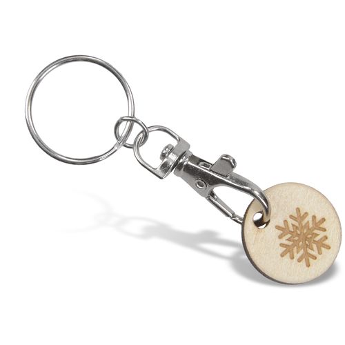 Porte-clés jeton bois personnalisable avec mousqueton nickelé