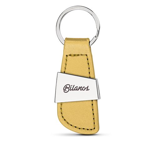 Porte-clés Bi-matière PU et Zamac Nickel - Personnalisable