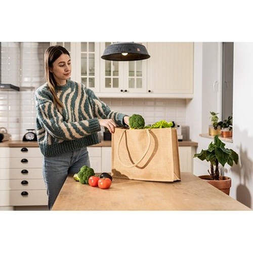 Sac Shopping en Jute Laminé Personnalisable - Poignées Longues
