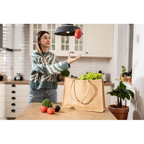 Sac Shopping en Jute Laminé Personnalisable - Poignées Longues